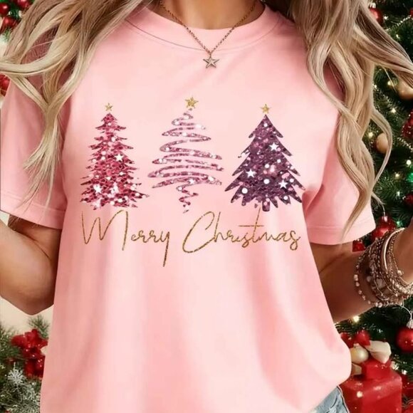 Women's Christmas Pink T-shirt. SMALL. Like New!! - Picture 1 of 2